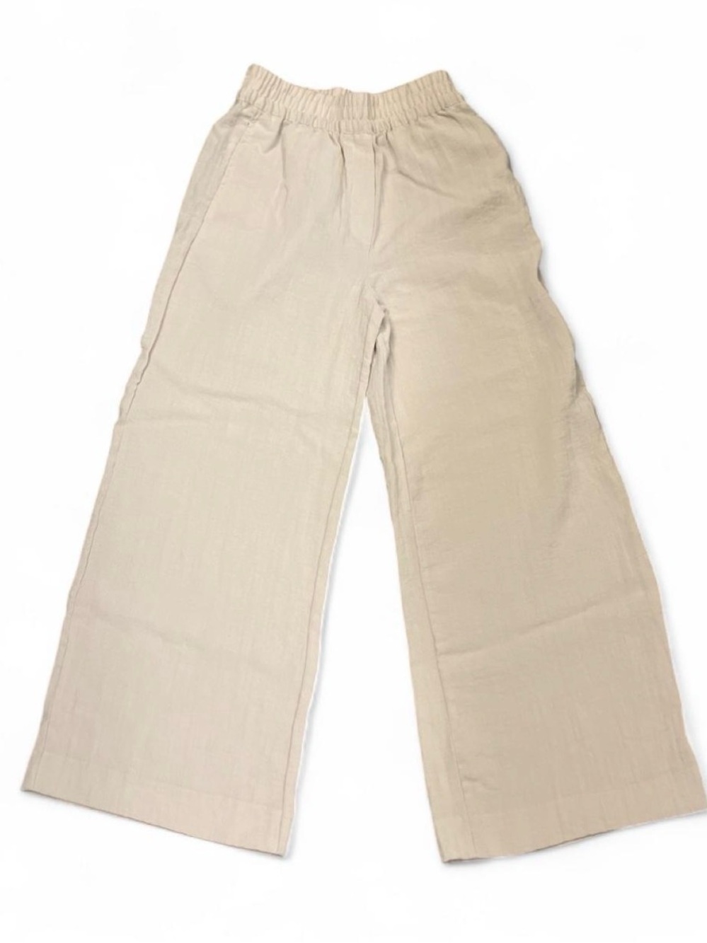 H&M Boho Classic White Wide Leg High Waisted Viscose Linen Style Pants Size XS